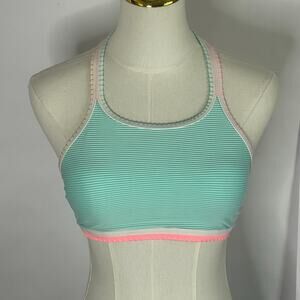 SO Juniors Pop Stitch Ribbed High Neck Swim Bikini Top 360 Mint Size M (7-9)
